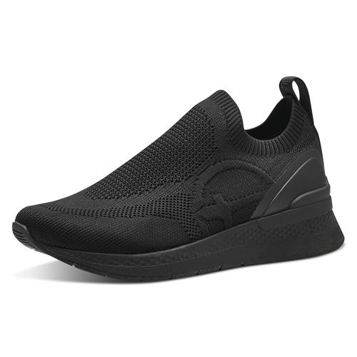 Slip-On Sneaker TAMARIS Gr. 38, schwarz Damen Schuhe Sneaker mit geprägtem T-Logo