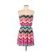 Trixxi Casual Dress - Mini: Pink Chevron/Herringbone Dresses - Women's Size Medium