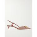 Valentino Garavani - Valentino Garavani Go Logo 40 Embellished Leather Slingback Pumps - Blush