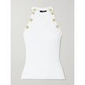 Balmain - Button-embellished Ribbed-knit Tank - White