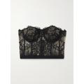 Alexander McQueen - Satin-trimmed Cotton-blend Corded Lace Bustier Top - Black