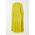Valentino Garavani - Cape-effect Pleated Silk Crepe De Chine Midi Dress - Yellow