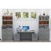 Hokku Designs Juny Sit-Stand Storage Desk w/ Two File Drawer Bookcases Wood in Brown | 57 W x 28 D in | Wayfair B5FFD0775B6C443487644CD344687133