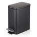 MoNiBloom 1.3 Gallons Steel Step On Trash Can Kitchen Soft-close Waste Bin w/ Lid Stainless Steel in Black/Gray | 11 H x 5.5 W x 12 D in | Wayfair