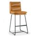 Mercury Row® Klingbeil Bar & Counter Stool Upholstered/Leather/Metal/Faux leather in Brown | 42.5 H x 18 W x 21 D in | Wayfair