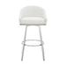 Orren Ellis Lamarion Modern Swivel Counter or Bar Height Bar Stool w/ Low Back in Faux Leather & Metal Legs /Faux leather in White | Wayfair