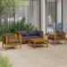 Red Barrel Studio® Bouremana Solid Wood 4 - Person Seating Group w/ Cushions Wood in Brown | 24.6 H x 27.2 W x 27.2 D in | Outdoor Furniture | Wayfair