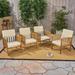 Winston Porter Outdoor Patio Chair w/ Cushions Wood in Brown | Wayfair 42841918708041638BA2EEE8B7DE3963