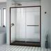 DreamLine Infinity-Z 32 in D x 60 in. W x 74 3/4 in H Clear Sliding Shower Door in Oil Rubbed Bronze, Left Drain Black Base