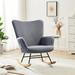 Javlergo 2 Piece Upholstered Teddy Rocking Chair with Storage Pockets Modern Rocking Accent Chairs Comfy Side Chair