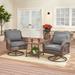 Mainstays Tuscany Ridge 3-Piece Wicker Oversized Swivel Chair Outdoor Chat Set Dark Gray