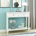 Tcbosik Console Table Traditional Design With Two Drawers And Bottom Shelf Acacia Mangium (Ivory White)