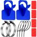 2Pcs Swimming Pool Pipe Holders Plastic Above Ground Swimming Pool Hose Support Brackets with Tape and Cable Tie Stainless Steel Hose Clamps for Preventing Pipes Sagging Accessory Blue