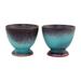 Novica Handmade Serene Seas Ceramic Teacups (Pair)