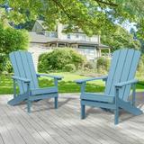 Cozyhom Stackable Outdoor Patio Folding Resin Adirondack Chairs Set of 2 Sleek Durable Designs Hips Recycled Plastic All-Weather Outdoor Plastic Porch Chair for Patio Beach Campfire Turquoise Blue