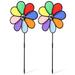 2Pcs Flower Wind Spinners Outdoor Colorful Windmill Lawn Rainbow Pinwheel for Yard Garden