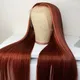 Perruque Naturelle en Cheveux Humains Lisses pour Femme Brun Rousse 13x6 13x4 4x4