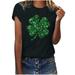 QIPOPIQ Women s Short Sleeve Crew Neck Shirts St. Patrick s Day T Shirts Shamrock T Shirt Green Shirt Shirts Tunic Tops Girls Tees Gift Holiday Shirts Tops Graphic Tees Deals