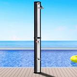 SURESTOVE Outdoor Solar Shower 16 Gallon Solar Heated Outdoor Shower with Rain Shower & Foot Shower for Outdoor Backyard Garden Pool Beach Stainless Steel Mirrored & PVC