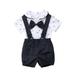 TOPGOD Baby Boy Summer Cotton Bowtie Gentleman Short Sleeve Bowtie Romper Suspenders Shorts Outfit Set