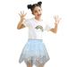 Summer Savings Clearance 2024! Loopsun Tulle Skirt Girls Embroidered Versatile Fashionable Gauze Skirt Light Blue