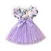 Rovga Casual Dresses For Girls Floral Fly Sleeve Dresses Kids Tulle Princess Dress Sundress For Casual Dress Clothes Party Birthday Girl Dress