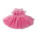 Rovga Casual Dresses For Girls Lace Sleeveless Dress Solid Color Bow Dress Princess Puffy Dress Suitable For Wedding Party Prom Party Birthday Girl Dress