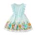 Rovga Casual Dresses For Girls Summer Ruffle Round Neck Sleeveless Floral Embroidery Print Lace Hem Dress Princess Dress Party Birthday Girl Dress