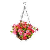 CSCHome Artificial Hanging Basket Plants Flower Iron Hanging Pot Decoration for Outdoors Courtyard Decor Hanging Baskets for Outdoors Courtyard Decor