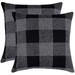 Set of 2 Check Plaid Throw Pillow Covers Cushion Case Polyester Linen for Fall Home Decor 18 x 18 Inches Black & Grey 18 x 18-Inch F81736