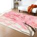 Spring Cherry Blossoms Area Rug Pink White Cherry Blossoms Tree Soft Washable Carpet For Boys And Girls Nursery Bed Living Room Decor Rugs 5 x 6