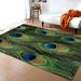 Green Peacock Feather Home Area Rug Indoor Non-Slip Kids Rug Machine Washable Breathable Durable Carpet Mat For Living Room Bedroom Study 4 x 5