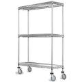 24 Deep x 24 Wide x 92 High 3 Tier Gray Wire Shelf Truck with 800 lb Capacity