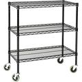 24 Deep x 24 Wide x 69 High 3 Tier Black Wire Shelf Truck with 800 lb Capacity