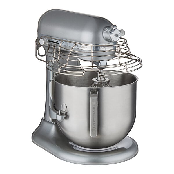 KitchenAid KSMC895CU Contour Silver 8 Qt. Bowl Lift Countertop Mixer with Guard & Standard Accessories - 120V, 1 3/10 hp