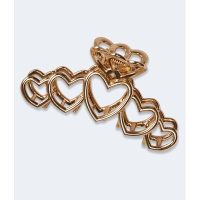 Aeropostale Womens' Metal Hearts Claw Hair Clip - Gold - Size One Size - Cotton