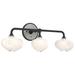 Ume 22"W 3-Light Sterling Accented Black Bath Sconce w/ Frosted Shade