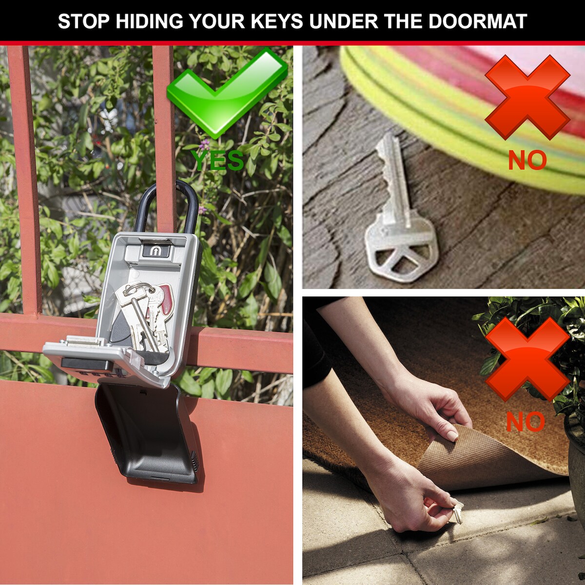 Master Lock 5424EURD Schlüsseltresor mit beleuchteten Zahlencode, mit Bügel und wetterfest Image