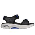 Skechers Men's Max Cushioning Arch Fit Prime - Archee Sandals | Size 12.0 | Black/Blue | Textile/Synthetic | Hyper Burst