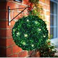 BW Beddingwares 20 LED Solar Powered - Topiary Ball 2 Functions Hanging Garden, Boxwood Light Ornament Auto ON/Off Static & Flashing - Pack of 2