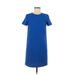 Zara Casual Dress - Shift Crew Neck Short sleeves: Blue Print Dresses - Women's Size X-Small