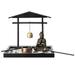 MyGift Chill Mini Zen Buddha Statue Set Wood/Stone in Black/Brown/Gray | 7.75 H x 8.5 W x 6.25 D in | Wayfair WAYWAYDECO2402BLK