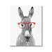 Stupell Industries Au-561-Canvas Donkey In Red Eyeglasses Animal On Canvas by Annalisa Latella Graphic Art Canvas in Gray | Wayfair au-561_cn_16x20