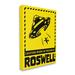 Stupell Industries Caution Roswell NM Alien UFO On Canvas Graphic Art Canvas in Black/Yellow | 20 H x 16 W x 1.5 D in | Wayfair aw-271_cn_16x20