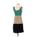 Kensie Casual Dress - DropWaist Scoop Neck Sleeveless: Green Color Block Dresses - Women's Size X-Small