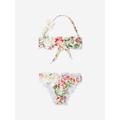 Selini Action Girls Floral Frou-frou Bikini In White Size 12 Yrs