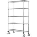 21 Deep x 72 Wide x 60 High 5 Tier Gray Wire Shelf Truck with 800 lb Capacity