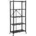Bornmio HealSmart 5-Tier Heavy Duty Foldable Metal Rack Storage Shelving Unit with Wheels Moving Easily Organizer Shelves Great for Garage Kitchen Holds up to 1250 lbs Capacity Black