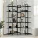 Leiln. Z Six Story Bookshelf Corner Bookshelf Metal Frame Open Large Storage Bookshelf Medium Density Fiberboard and Metal High Shelf for Living Room and Office Black