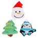 Frcolor 3Pcs Lovely Christmas Pet Plush Toy Cat Dog Biting Toy Pet Supplies (Penguin Snowman Christmas Tree)